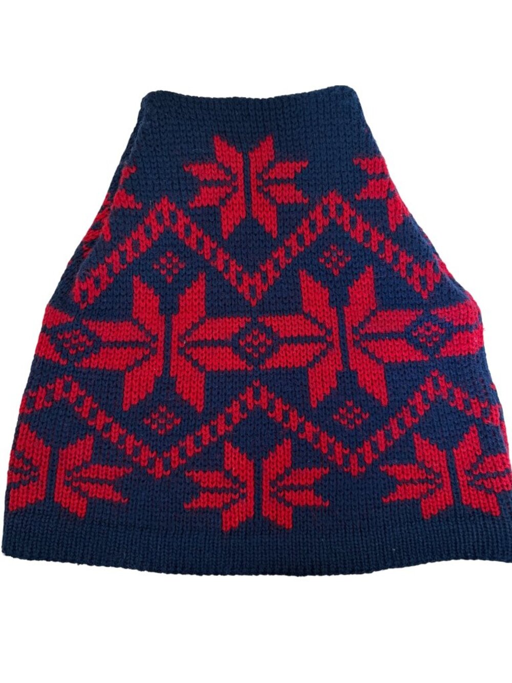 Vintage Wigwam Wool Ski Hat Snowflake Nordic Pattern navy Blue Red Made in USA